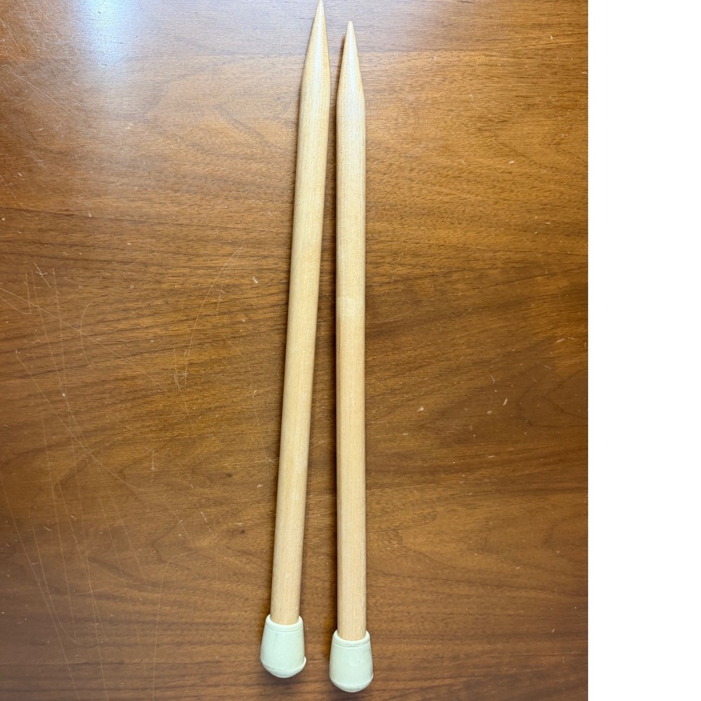 Vintage Wooden Knitting Needles Size 17 5/8 15mm Large‎ Gauge Knitting Needles